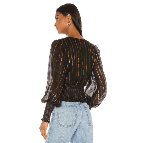 Karina Grimaldi Black and Gold Sheer Top - Picture 2 of 6